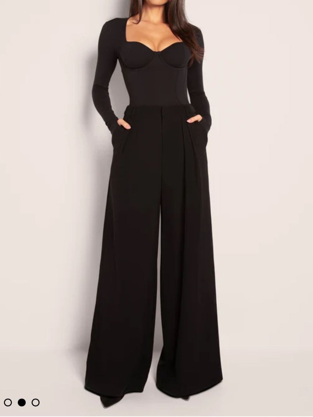 Women's High-Rise Black Wide-Leg Trousers “Pleaty wide leg pant”